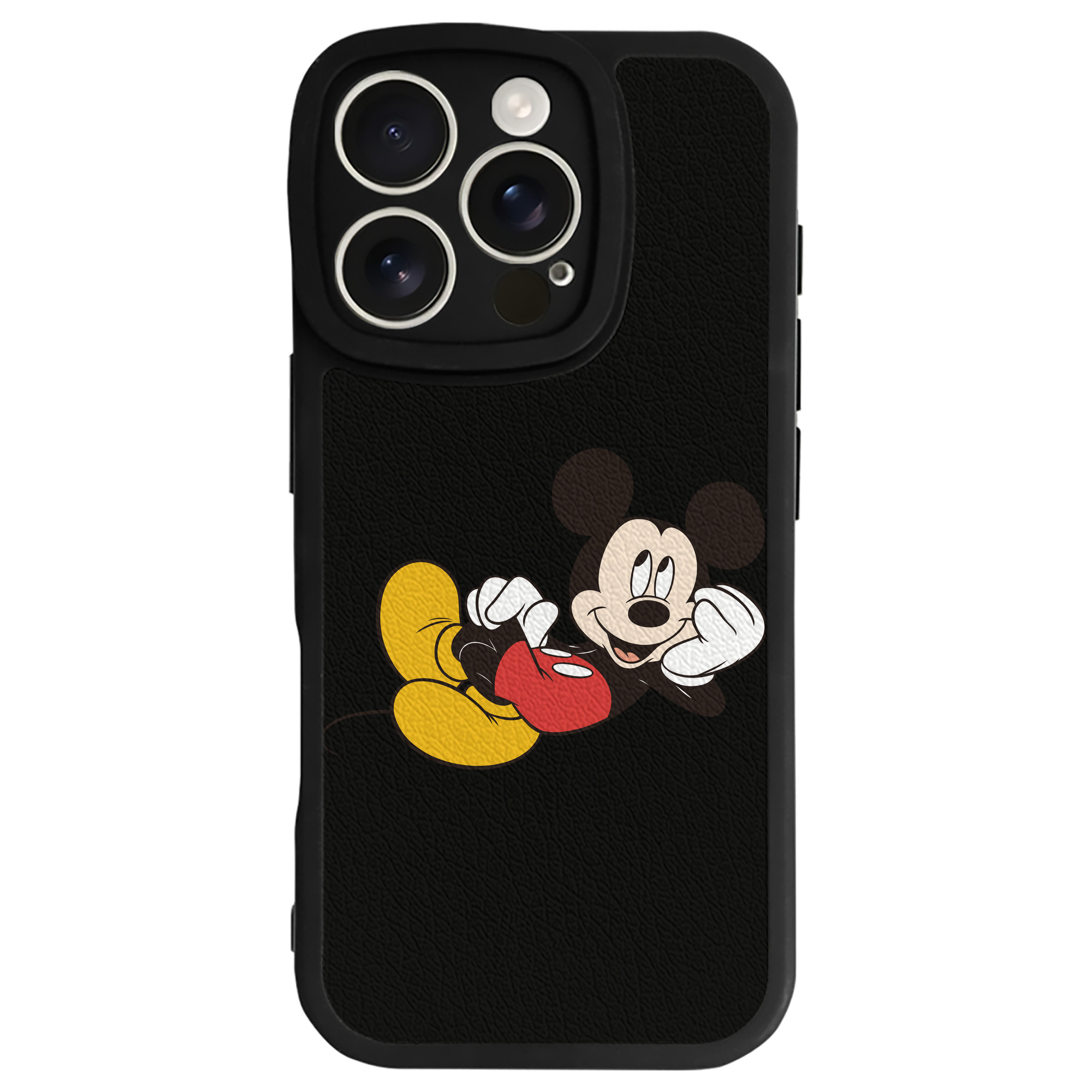 （画像用） ミッキーマウス Mickey Mouse 【iPhone 16シリーズ対応】シリコンスマホケース（レザー調） 材質：シリコン